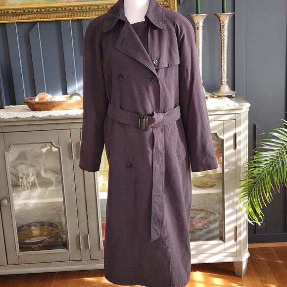 London Fog Charcoal Gray Double-Breasted Trench Coat Belted Size 6 - Picture 1 of 9
